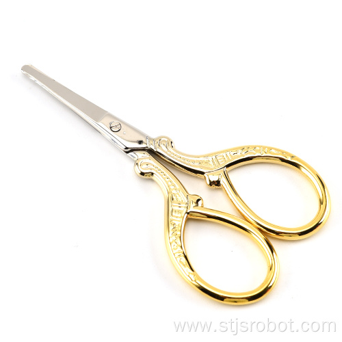 Stainless steel hairdressing scissors eyebrow scissors golden nose hair scissors